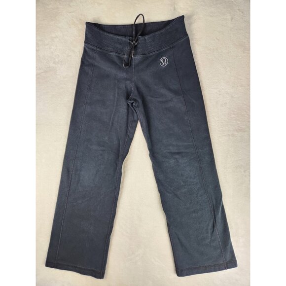 Vintage Lululemon Athletica Womens Retro Wide Leg Sweatpants Black Size 8 Med - Picture 1 of 14